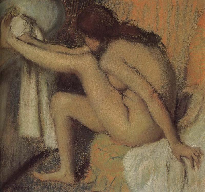 Edgar Degas Naked  woman wiping toes oil painting picture